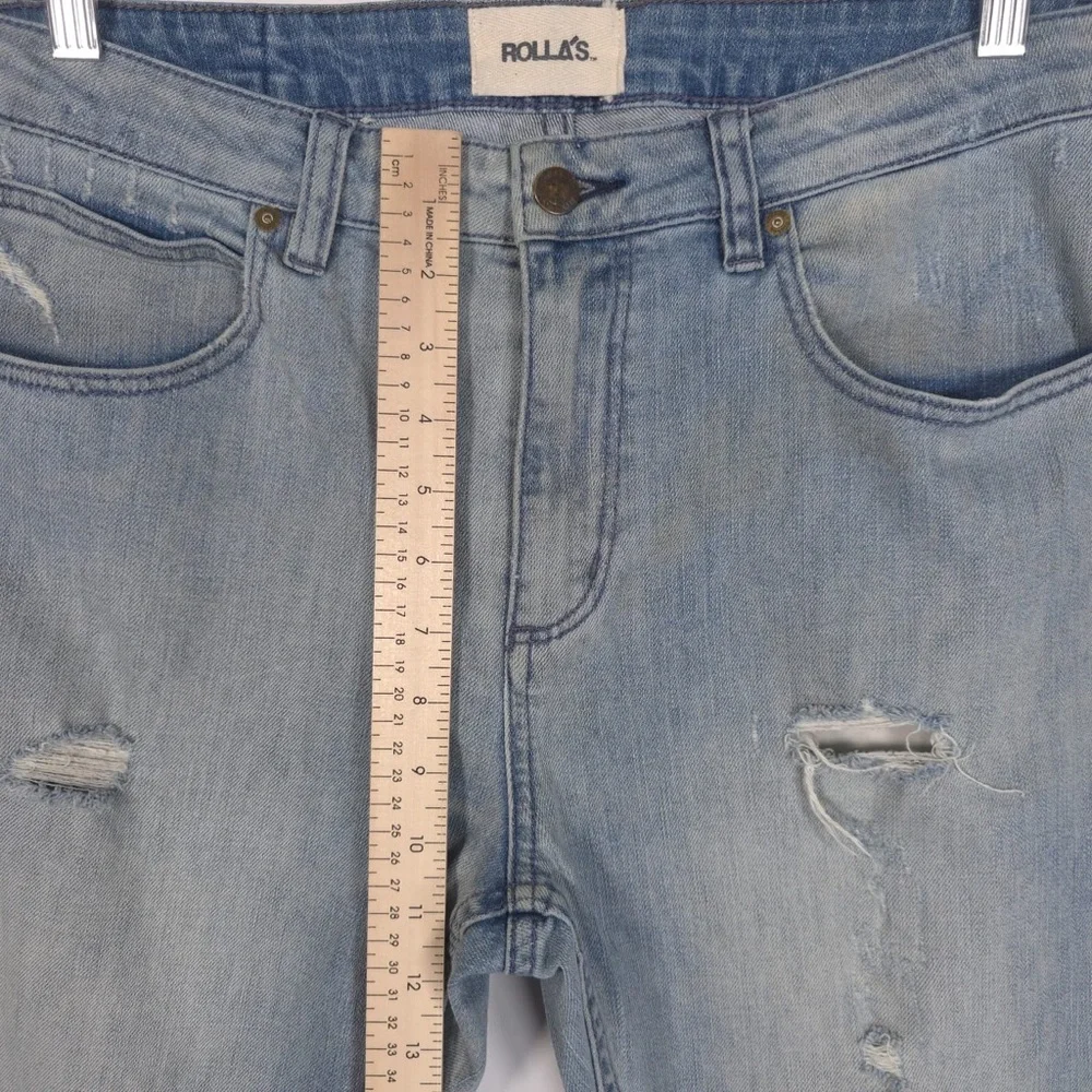 ROLLAS New Men’s THIN CAPTAIN SLIM FIT Jeans Bush Fire Blue Distressed‎ 34x31